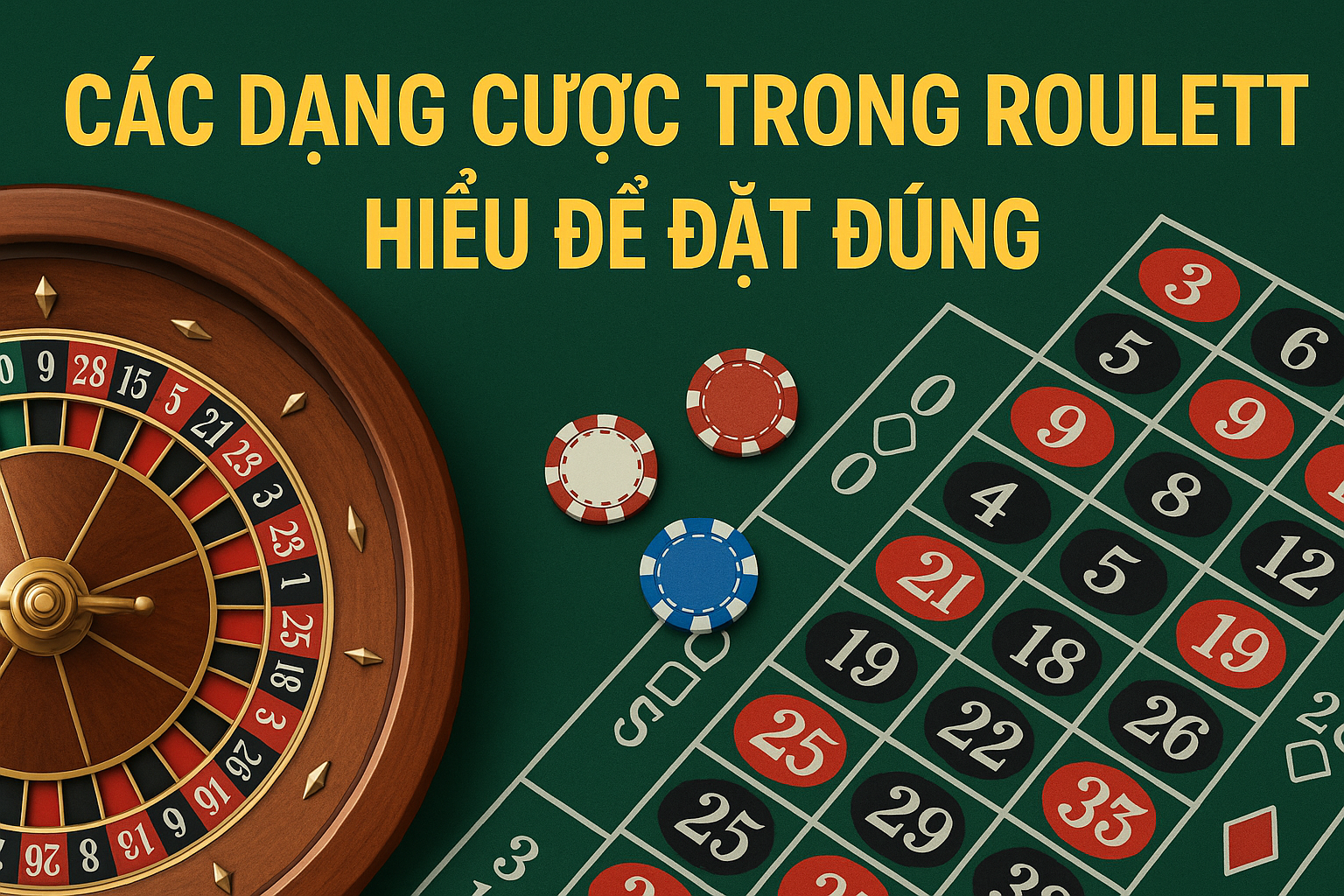 Các Dạng Cược Trong Roulette – Hiểu Để Đặt Đúng & Tối Ưu Cơ Hội Thắng